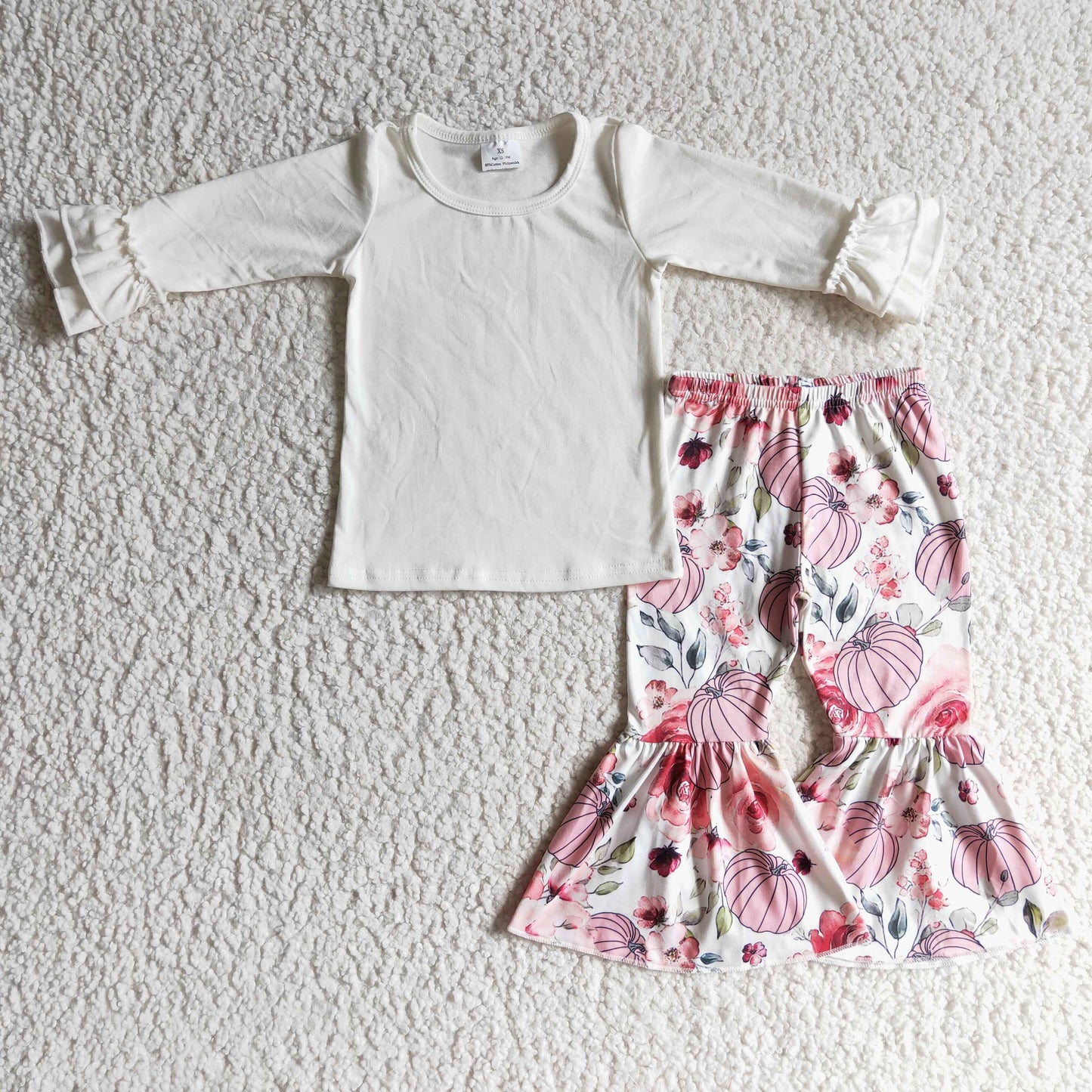 GLP0264 girls Halloween outfit long sleeve and long pants pumpkin print
