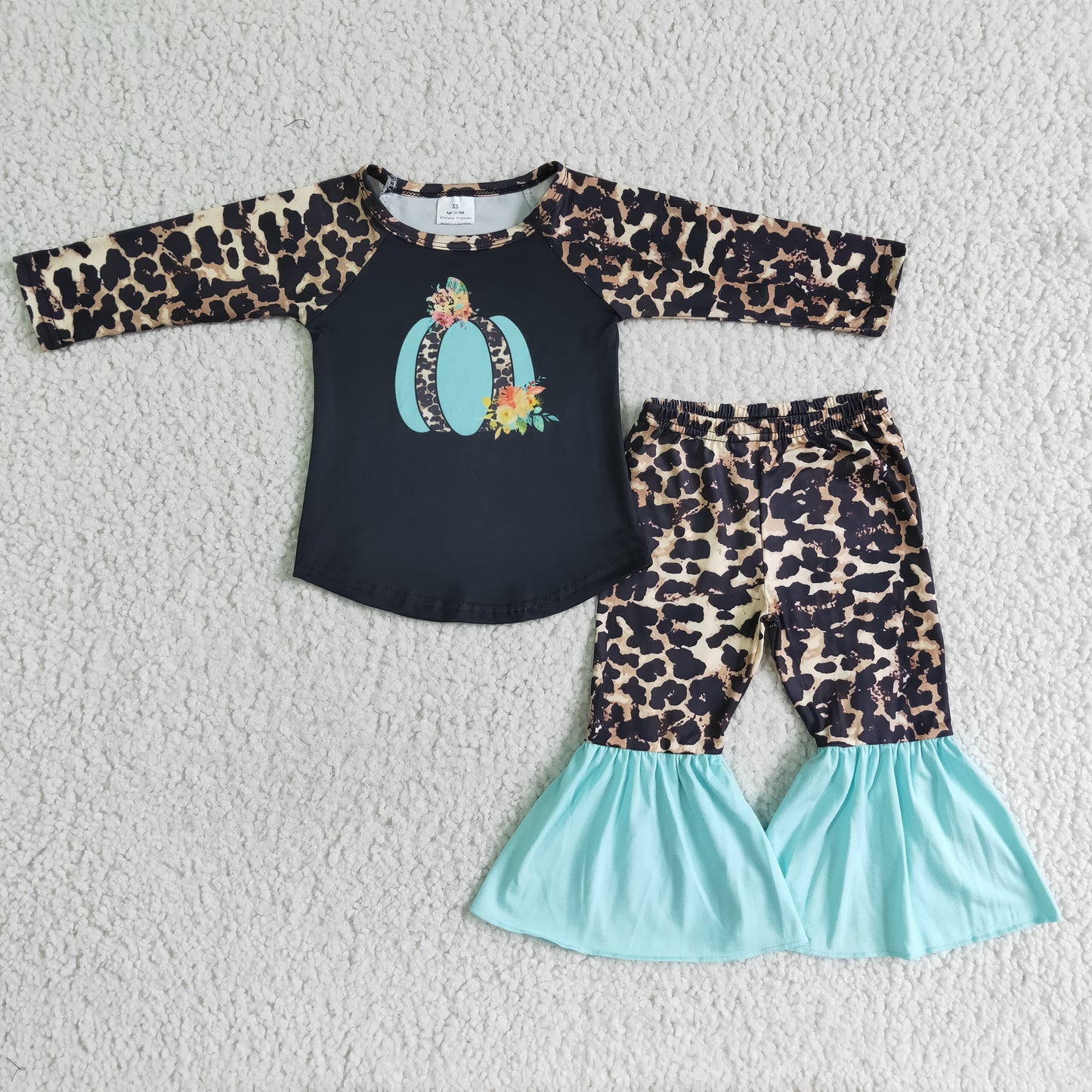 RTS NO MOQ（In Stock) 6 A13-15 Blue Pumpkin Leopard Pants Set
