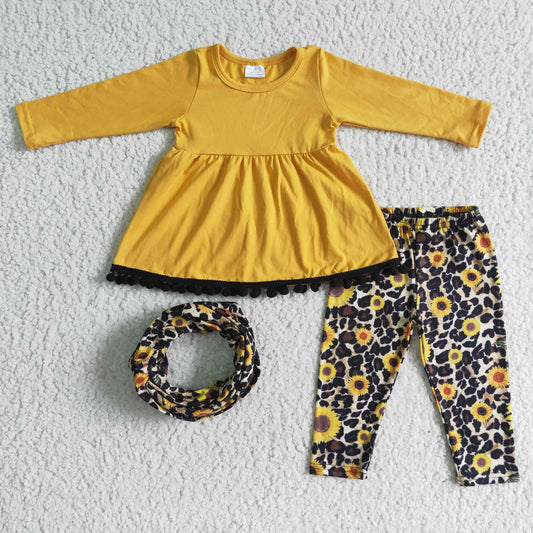 6 A20-30 Leopard Sunflower Yellow Long Sleeve Three Piece