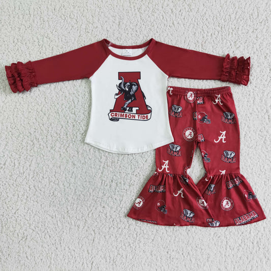RTS NO MOQ ETA 5/7days Arrived  6 A25-1 Elephant Pleated Red Long Sleeve Flared Pants Set