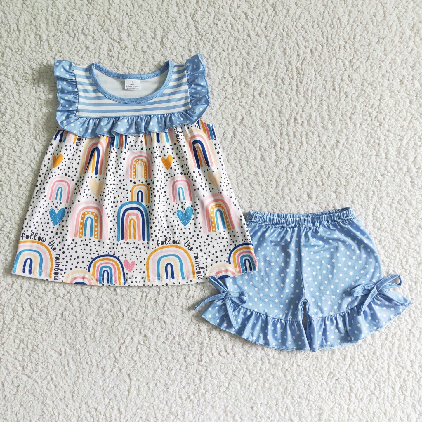 rainbow  top with shorts  outfits