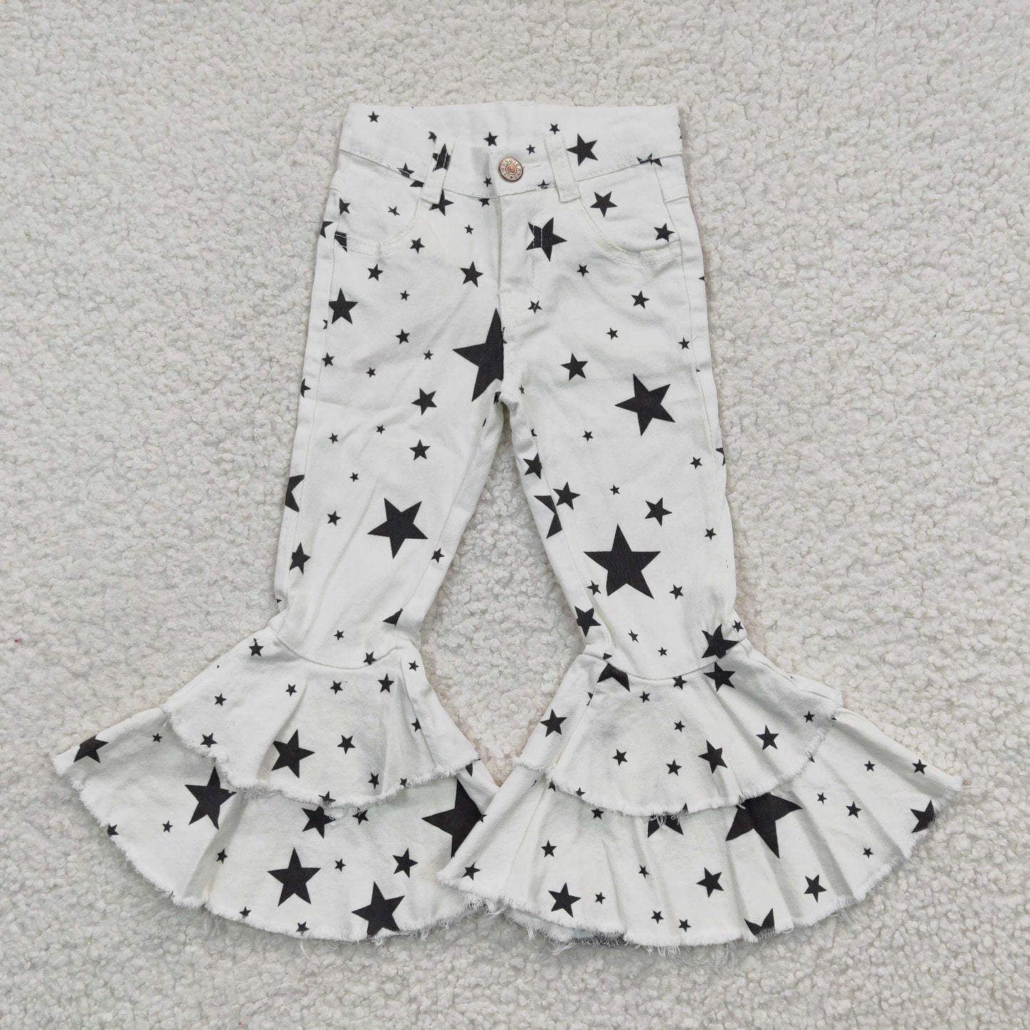 P0068 Black Star White Denim Trousers