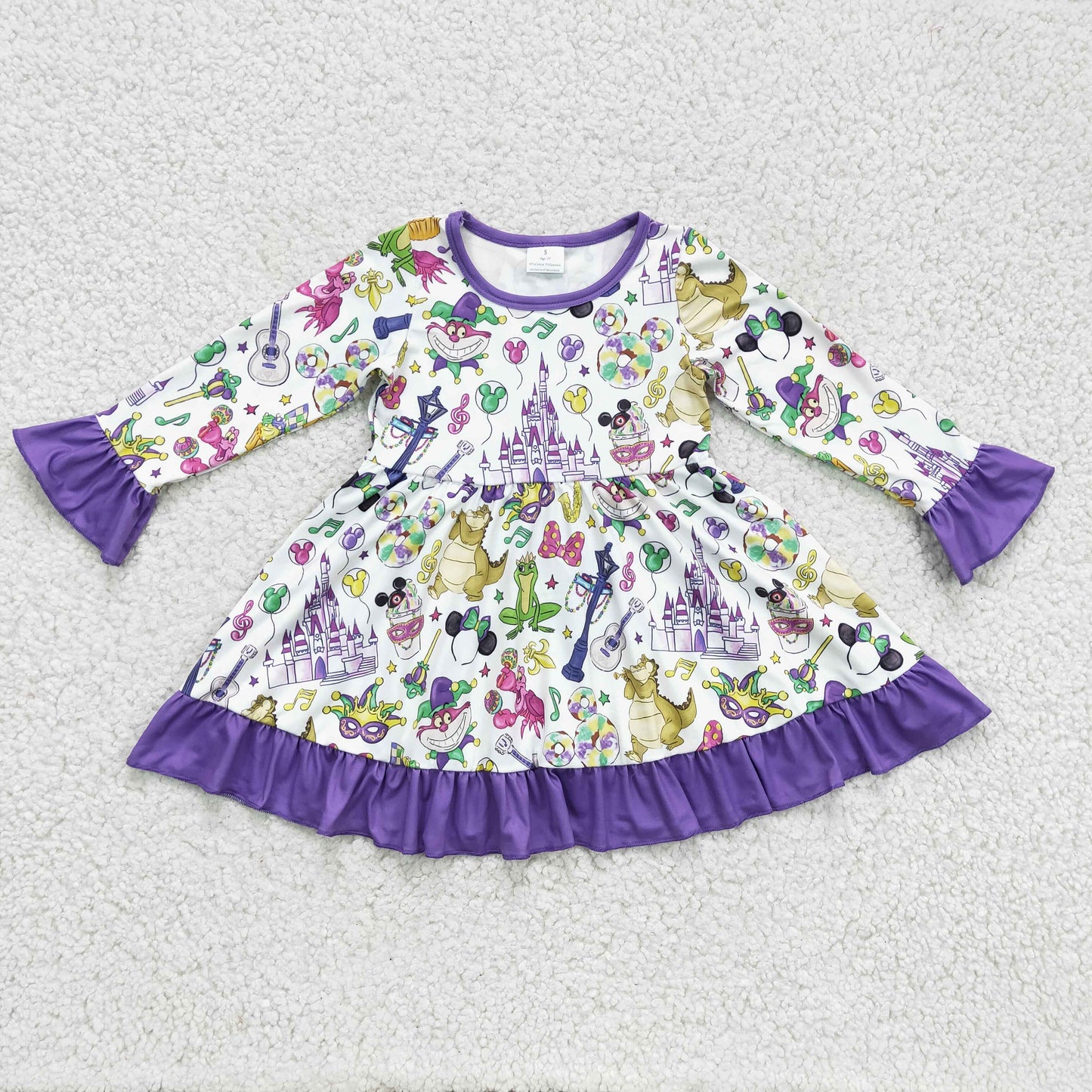 GLD0180 baby clothing long sleeve Dream kids dresses for girls milk silk print skirt