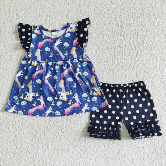 navy color top with shorts