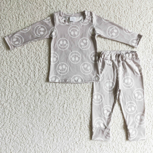 RTS NO MOQ ETA 5/7days Arrived GLP0197 Girls Outfit Smile Print Long Sleeve Long Pants Pajamas