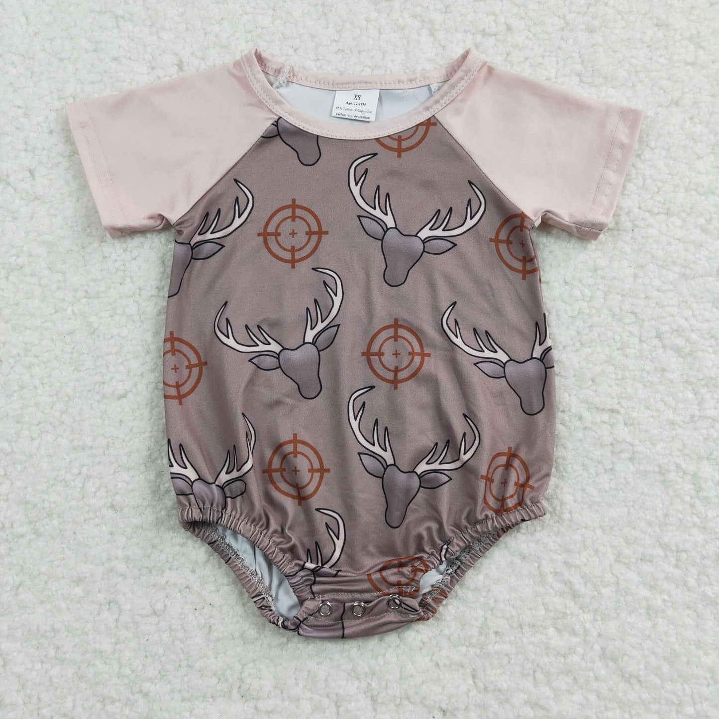 RTS NO MOQ（In Stock ) Boys bull head dark coffee short-sleeved jumpsuit