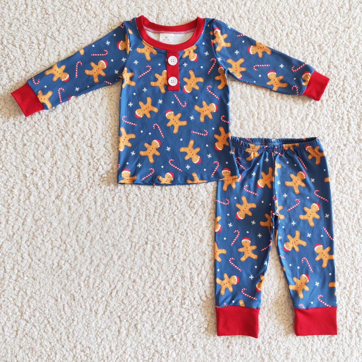 RTS NO MOQ ETA 5/7days Arrived BLP0134 boys outfits gingerbread Man print pajamas long sleeve long pants