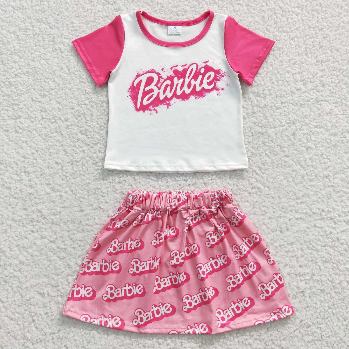 Cute Clothes GSD0294 Girls Pink Short Sleeve Skirt Set