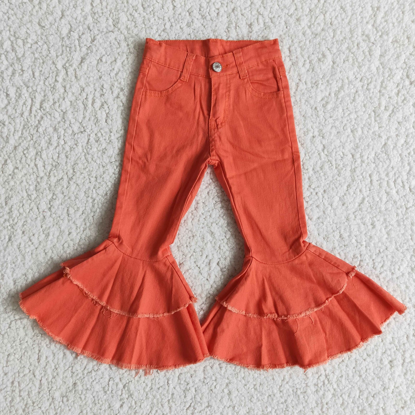 orange  denim bell pants