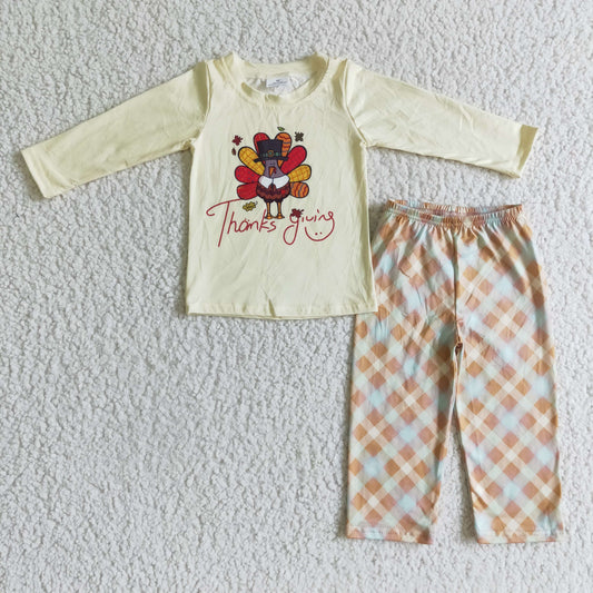 RTS NO MOQ ETA 5/7days arrived BLP0068 boys long sleeve long pants outfit thanksgiving day