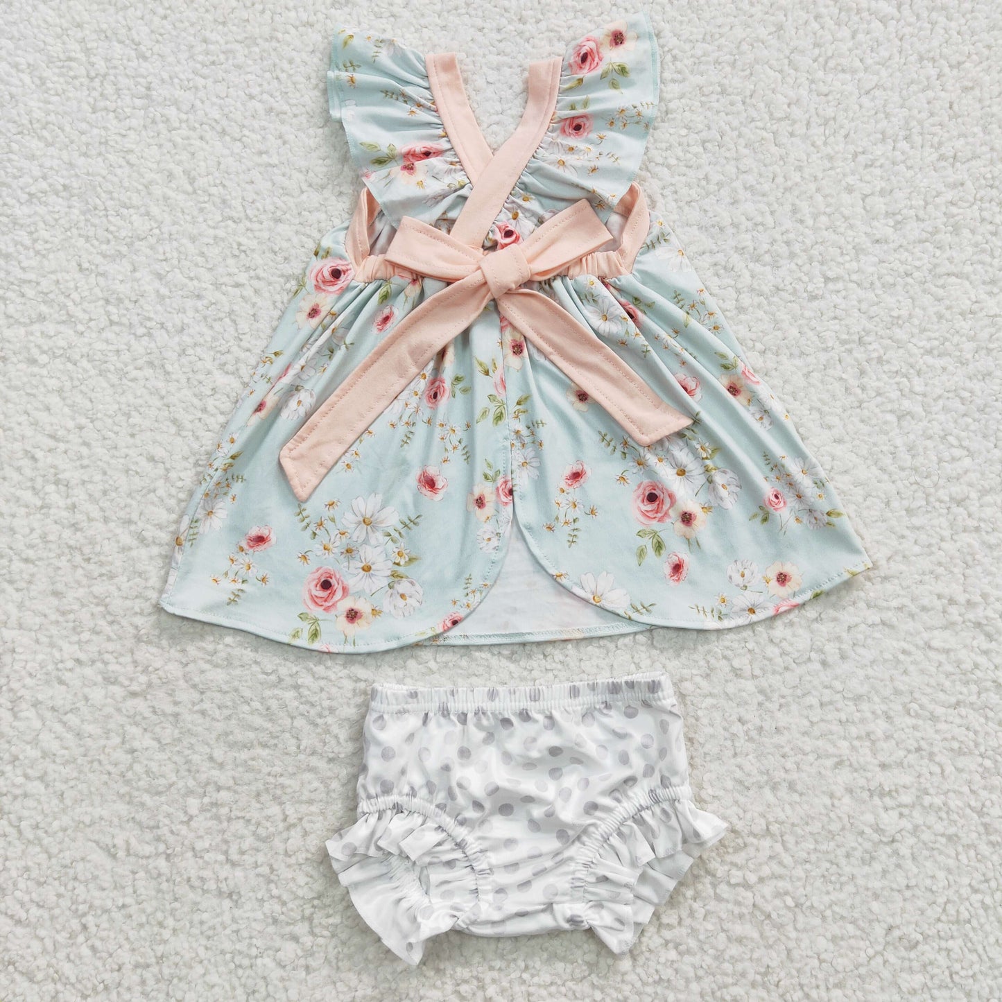 GBO0115 Pink Flower Green Flying Sleeve Brief Set