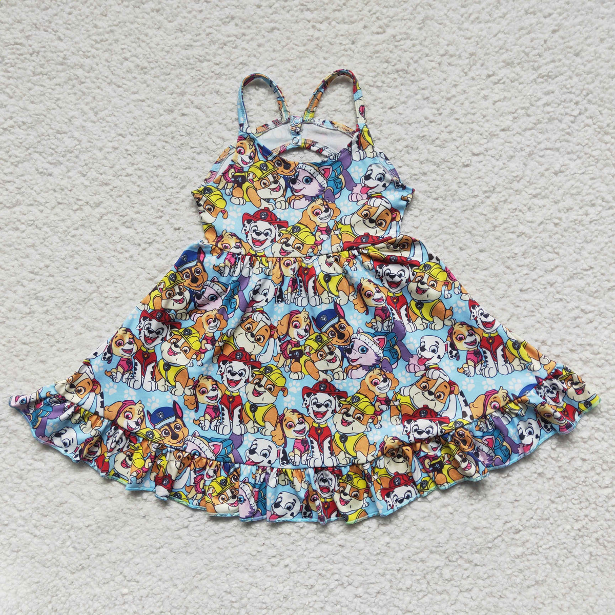 GSD0291 Cute Clothes Girls Print Sleeveless Ruffle Twirl Dress