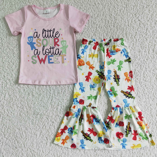 Cute Clothes E9-11 girls outfit pink short sleeve and long pants