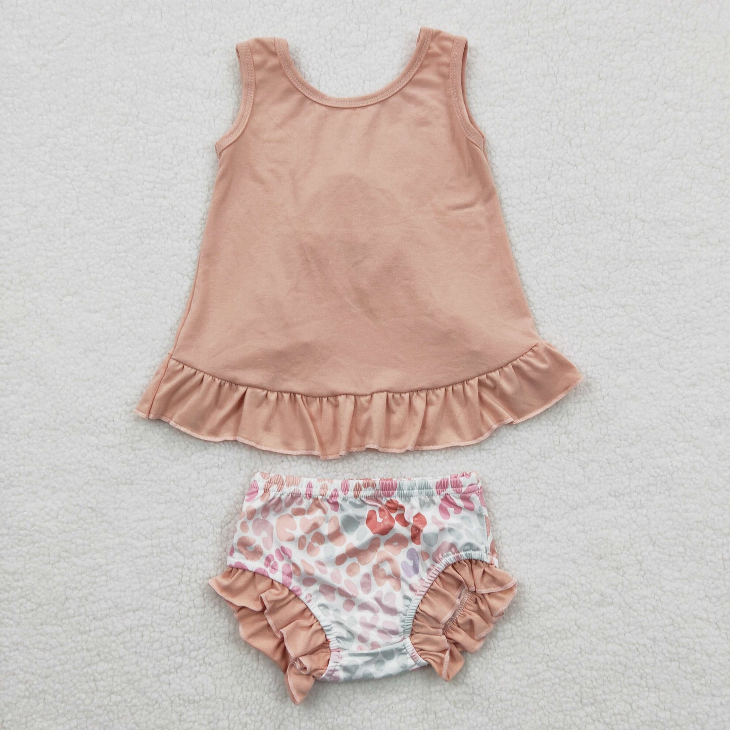 GBO0122 Leopard Pink Bow Sleeveless Brief Set