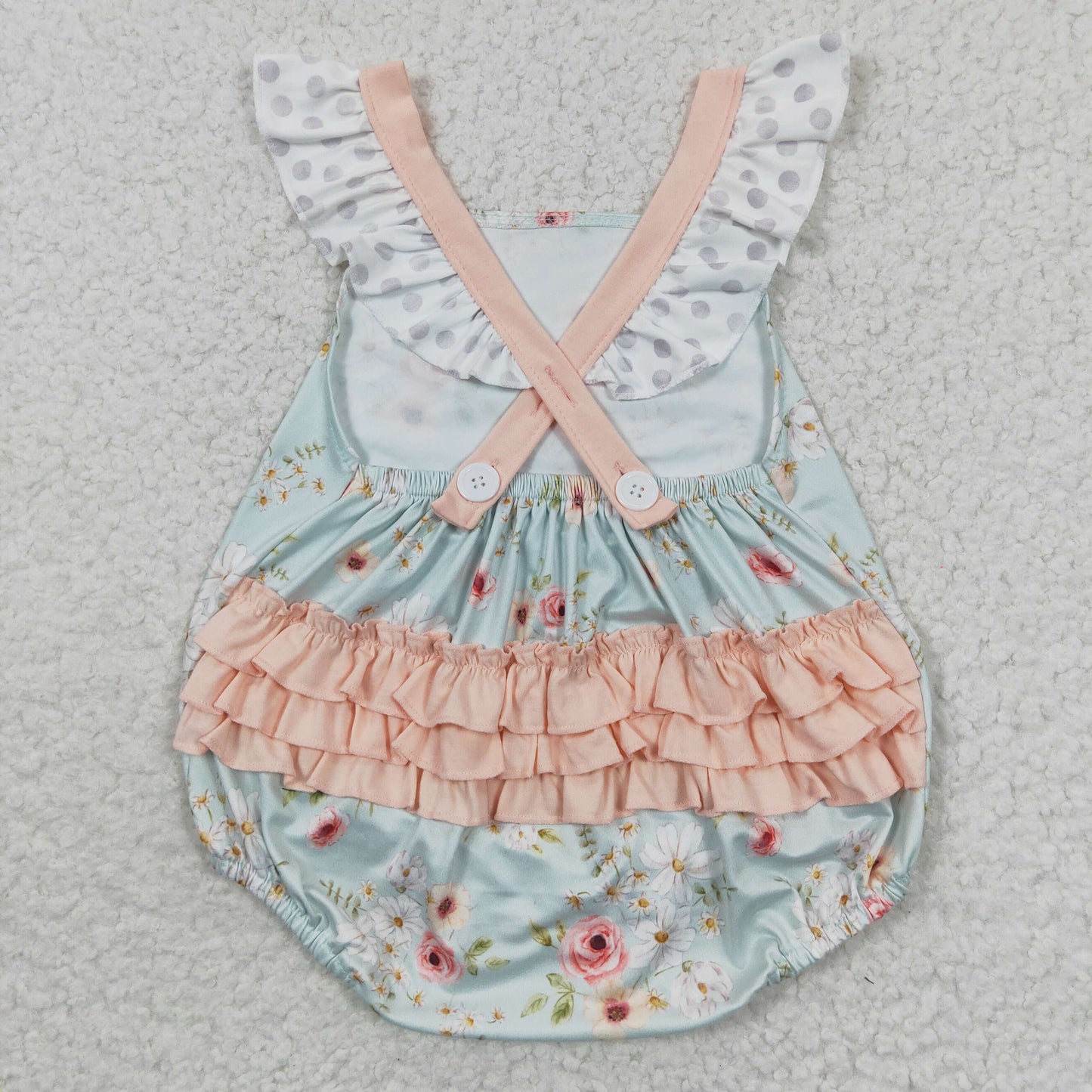SR0336Pink Flower Green Jumpsuit