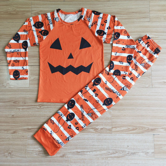 Adult Women  Halloween Long Sleeve Pants Set Pumpkin Print