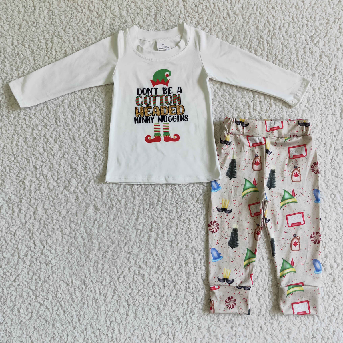 RTS NO MOQ ETA 5/7days arrived GLP0078 girls Christmas outfit long sleeve and long pants print