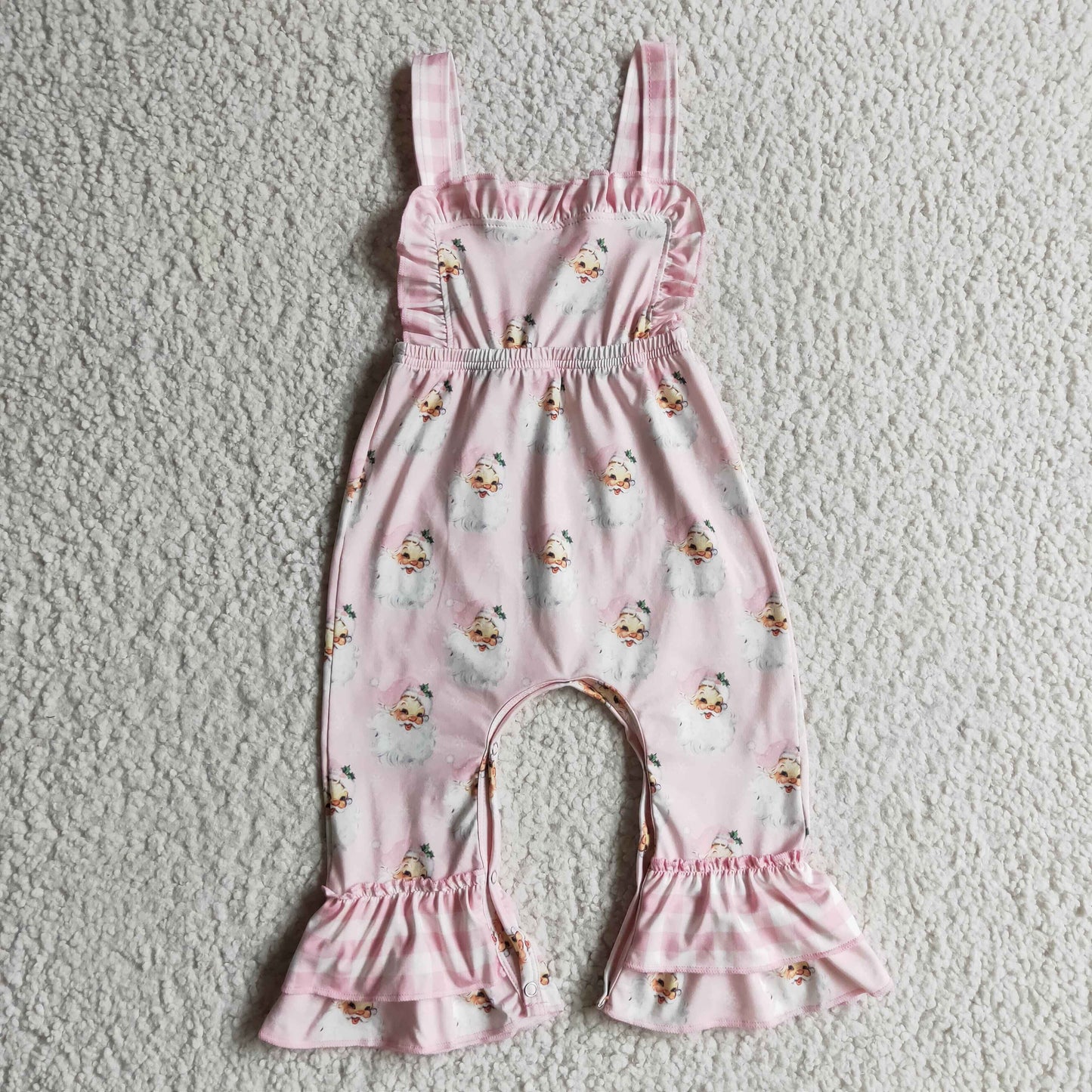 SR0101 girls romper suspenders santa claus print