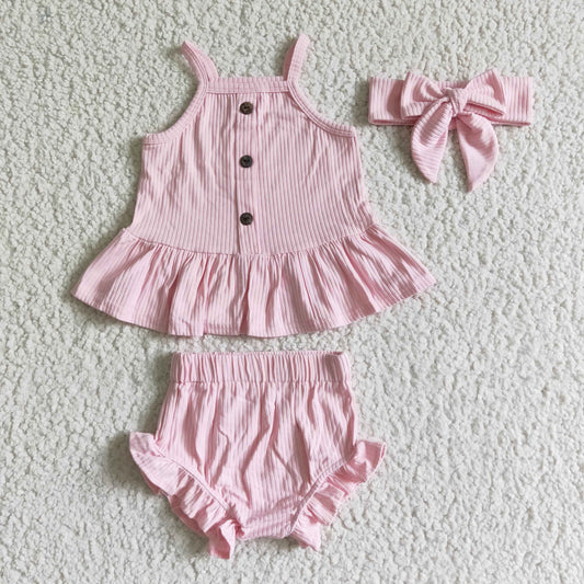 GBP0054 Girls Pink Sling Button Briefs Set