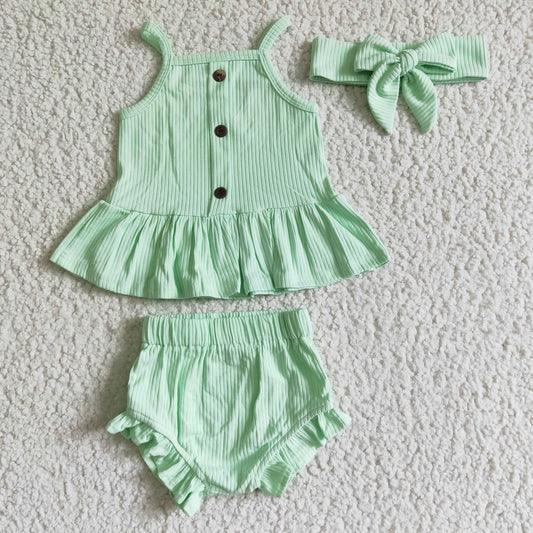 GBO0056 Girls' Mint Green Sling Button Briefs Set