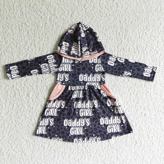 RTS NO MOQ（In Stock ) GLD0002 Long Sleeve Hooded Pocket Dress