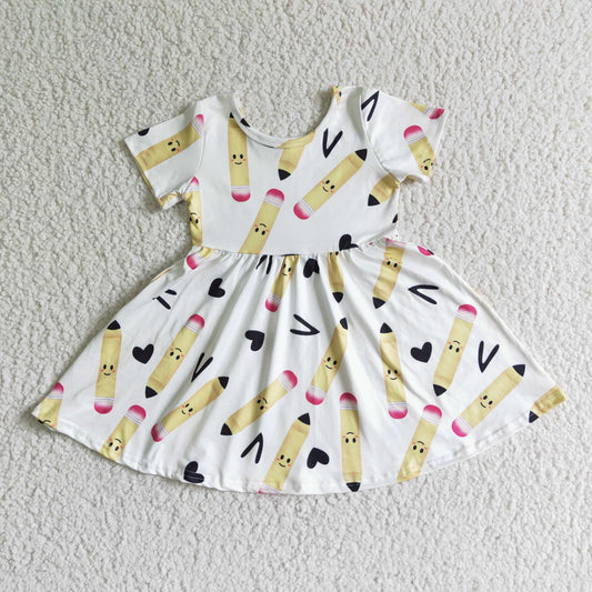 GSD0089 Girls Yellow Pencil Short Sleeve Dress
