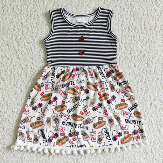 Cute Clothes  GSD0110 Button Grey Stripe Sleeveless Dress