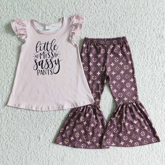 F10-17 Letter Flying Sleeve Pants Set