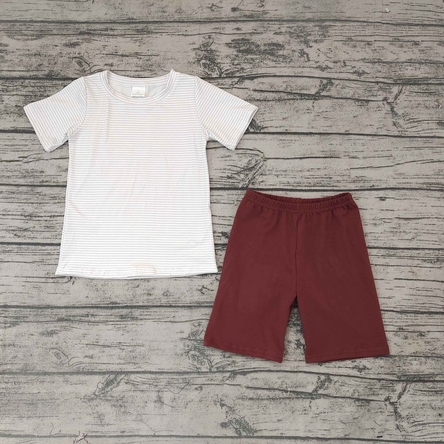 boys white short sleeve top with short pants