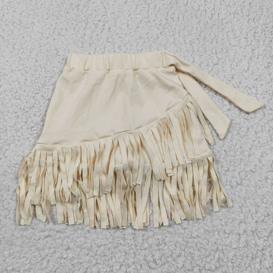 GLK0006 Girls Apricot Gold Velvet Fringe Skirt