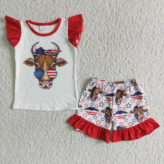 cow  white top with shorts