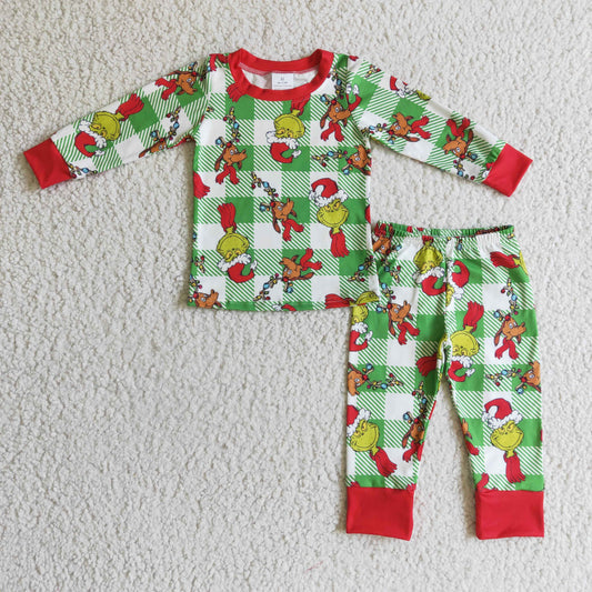 BLP0121 Kids Christmas Clothing Boys Long Sleeve Top And Long Pants Pajamas Set