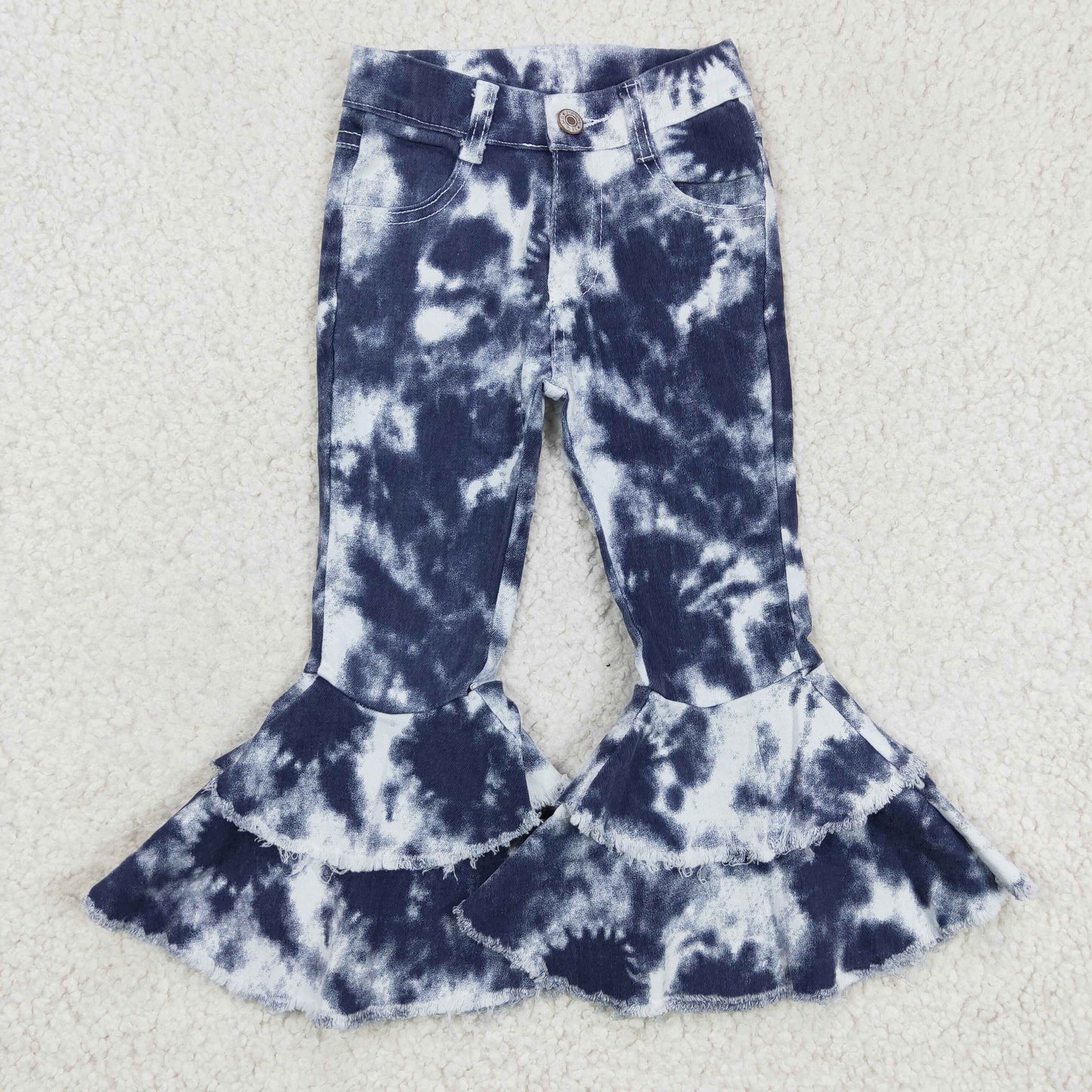 P0035 Blue Tie Dye Double Lace Jeans