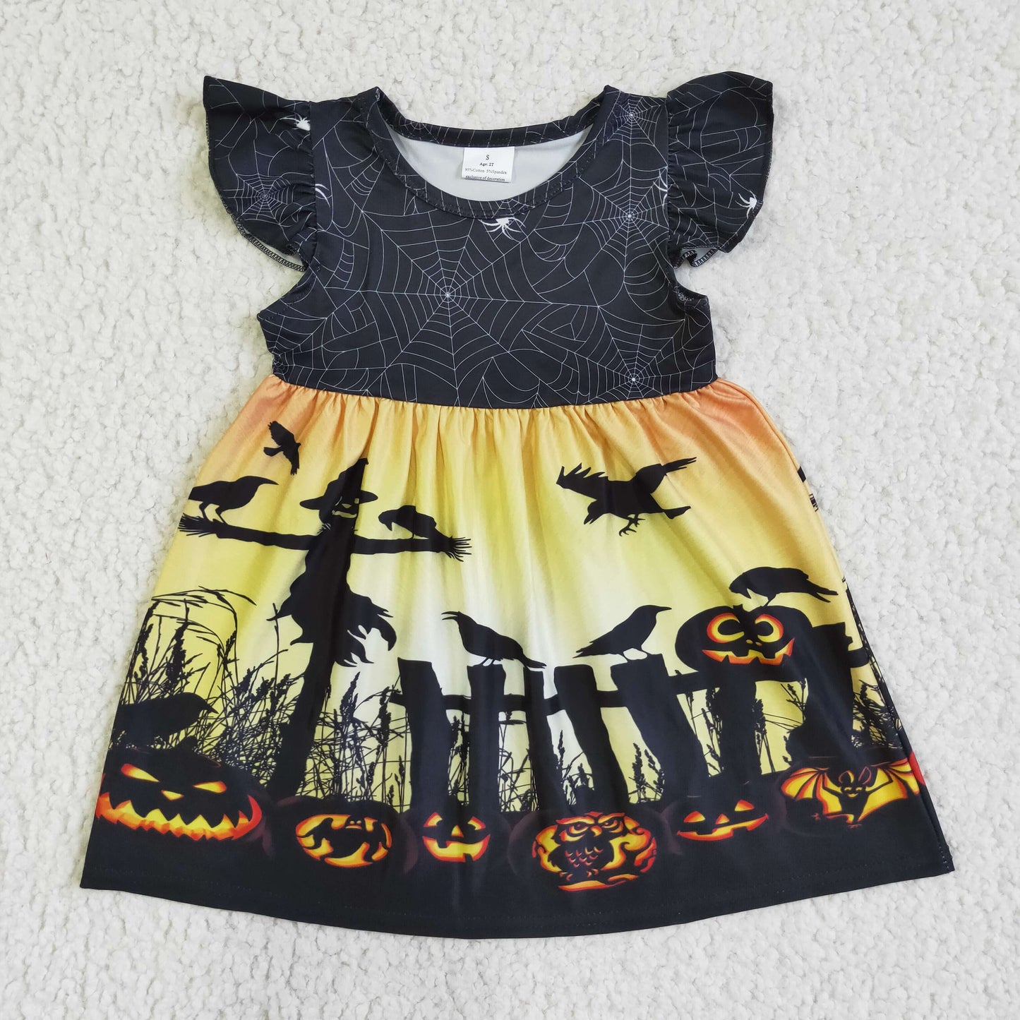 rts no moq GSD0118  baby girls Halloween dress over knee clothes flying sleeve