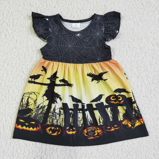rts no moq GSD0118  baby girls Halloween dress over knee clothes flying sleeve