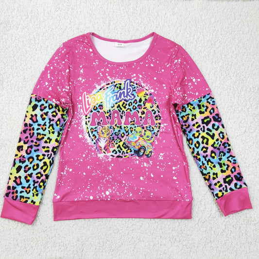 GT0092 Adult LISA FRANK MAMA Rose Red Long Sleeve Top
