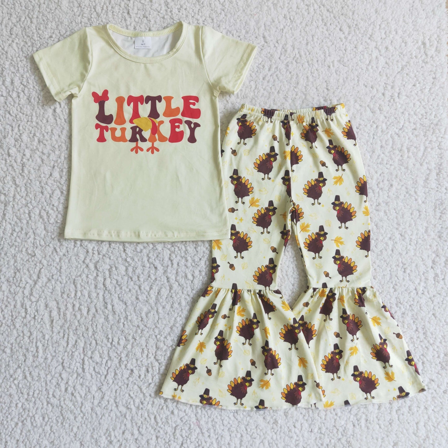 RTS NO MOQ ETA 5/7days Arrived GSPO0174 girls thanksgiving outfit short sleeve and long pants turkey print
