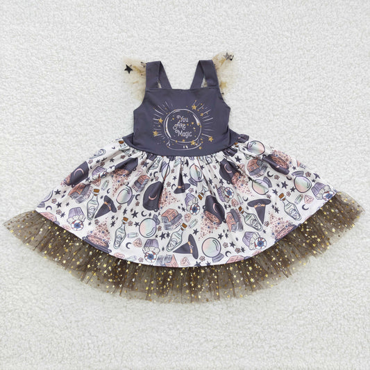 GSD0255 Girls magic star sequin mesh dress