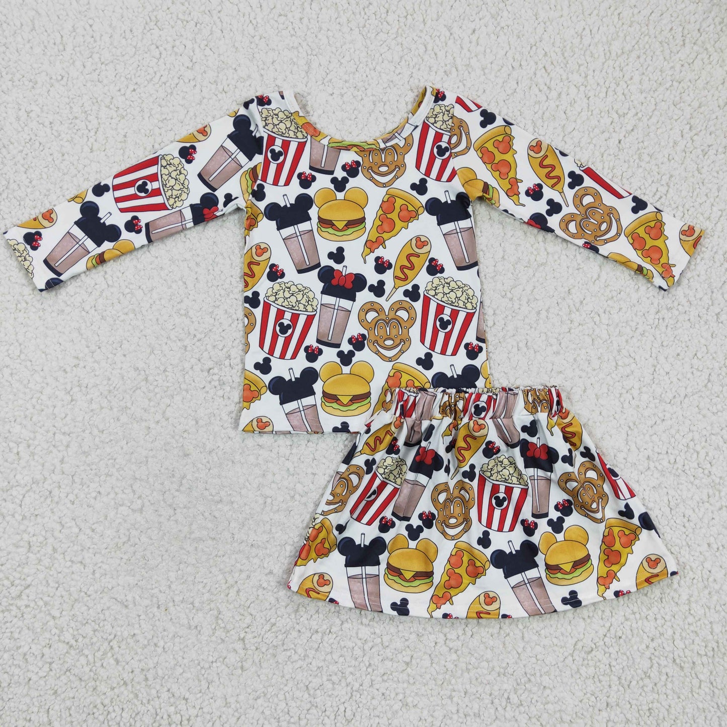 Cute Clothes  GLD0161 girls outfit long-sleeve top with short dress set print milk silk