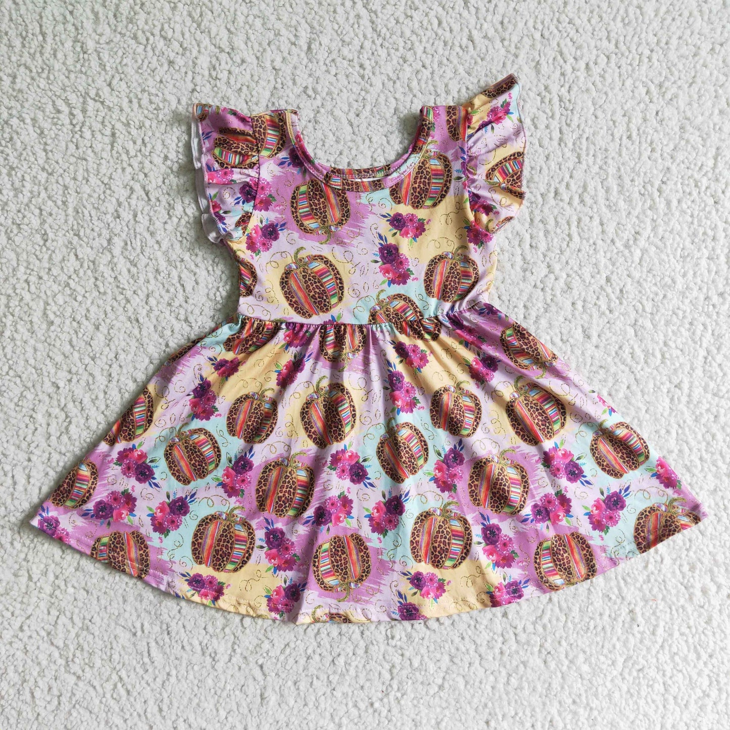 GSD0132 Girl Children Clothing Flutter Sleeve Cute Dress