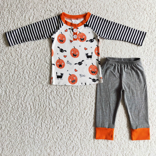 BLP0072 Kids Halloween Clothing Boys Long Sleeve Top And Long Pants Pajamas Set