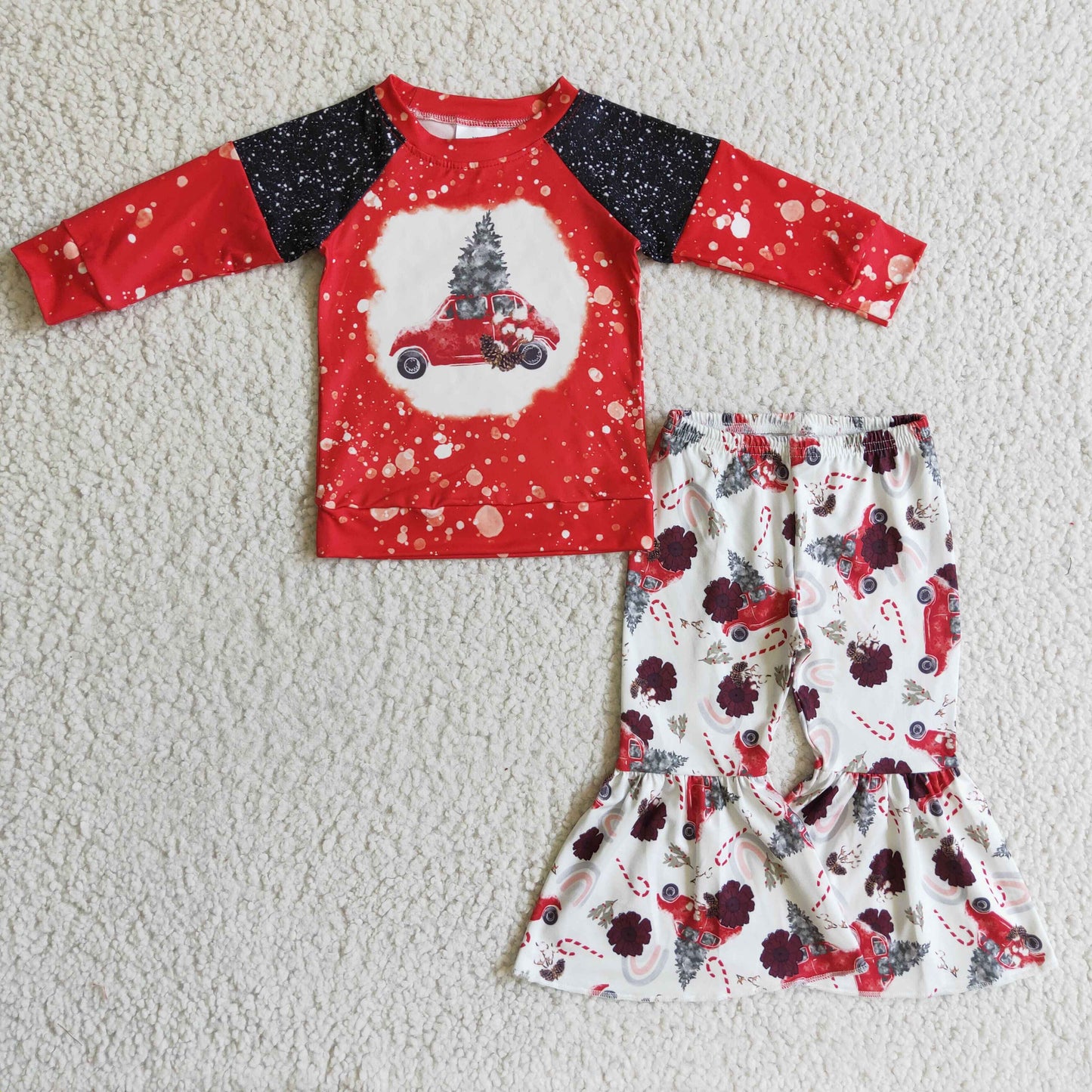 GLP0355 Kids Clothing Girls Long Sleeve Top And Long Pants Car Print