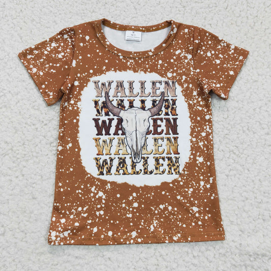 GT0115 Girls WALLEN Bullhead Brown Short Sleeve Top