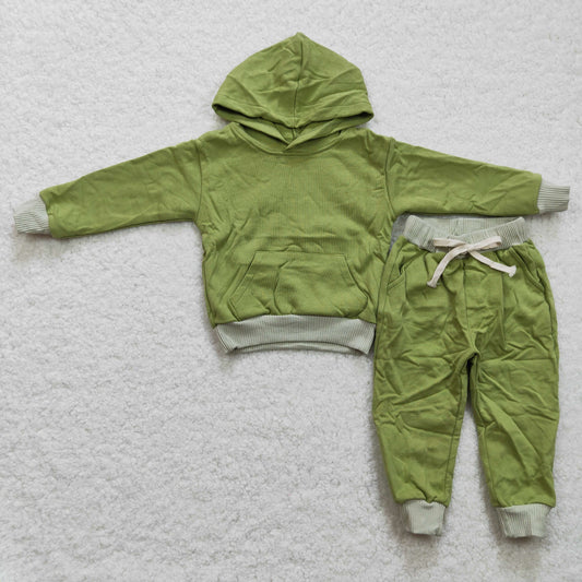 BLP0164 Boys Green Hooded Pocket Long Sleeve Trousers Suit