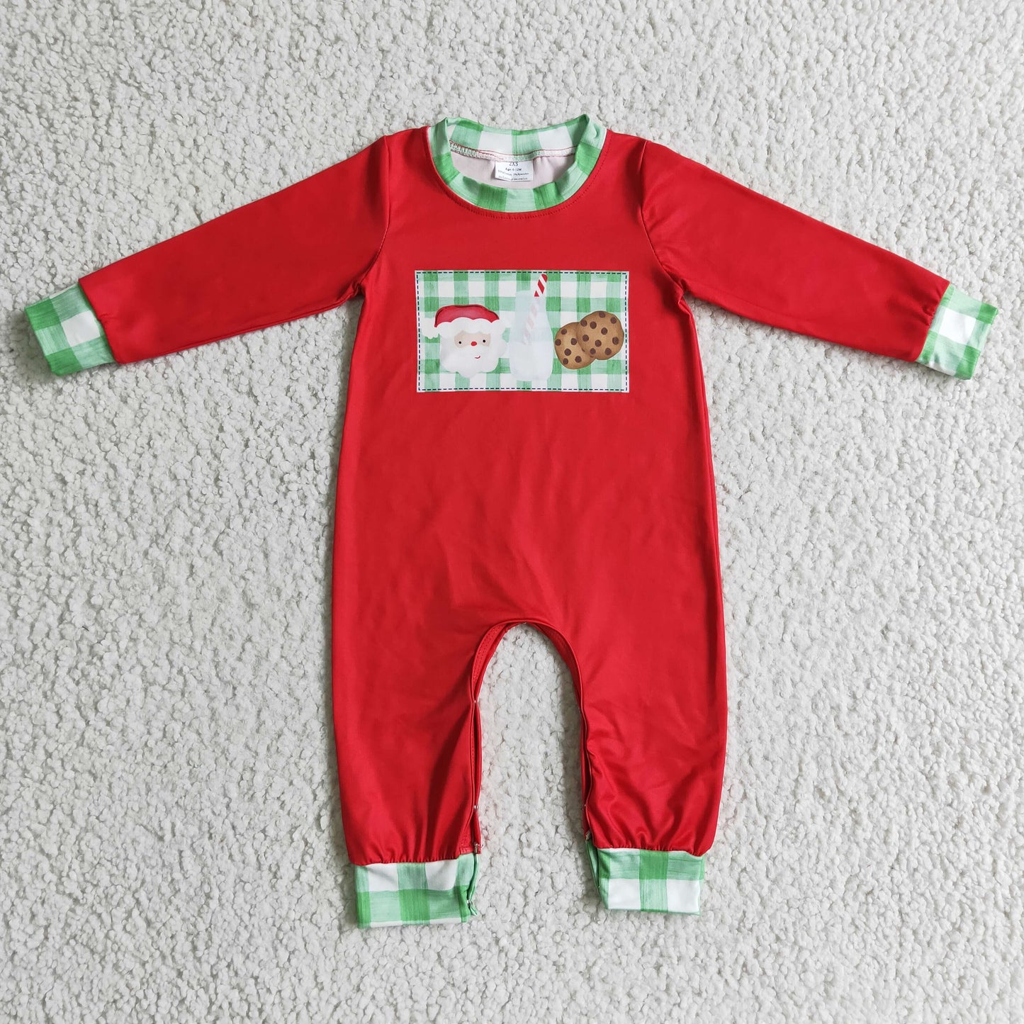 RTS NO MOQ（In Stock) LR0189 baby Christmas romper long sleeve long pants baby boys romper  milk silk santa claus print