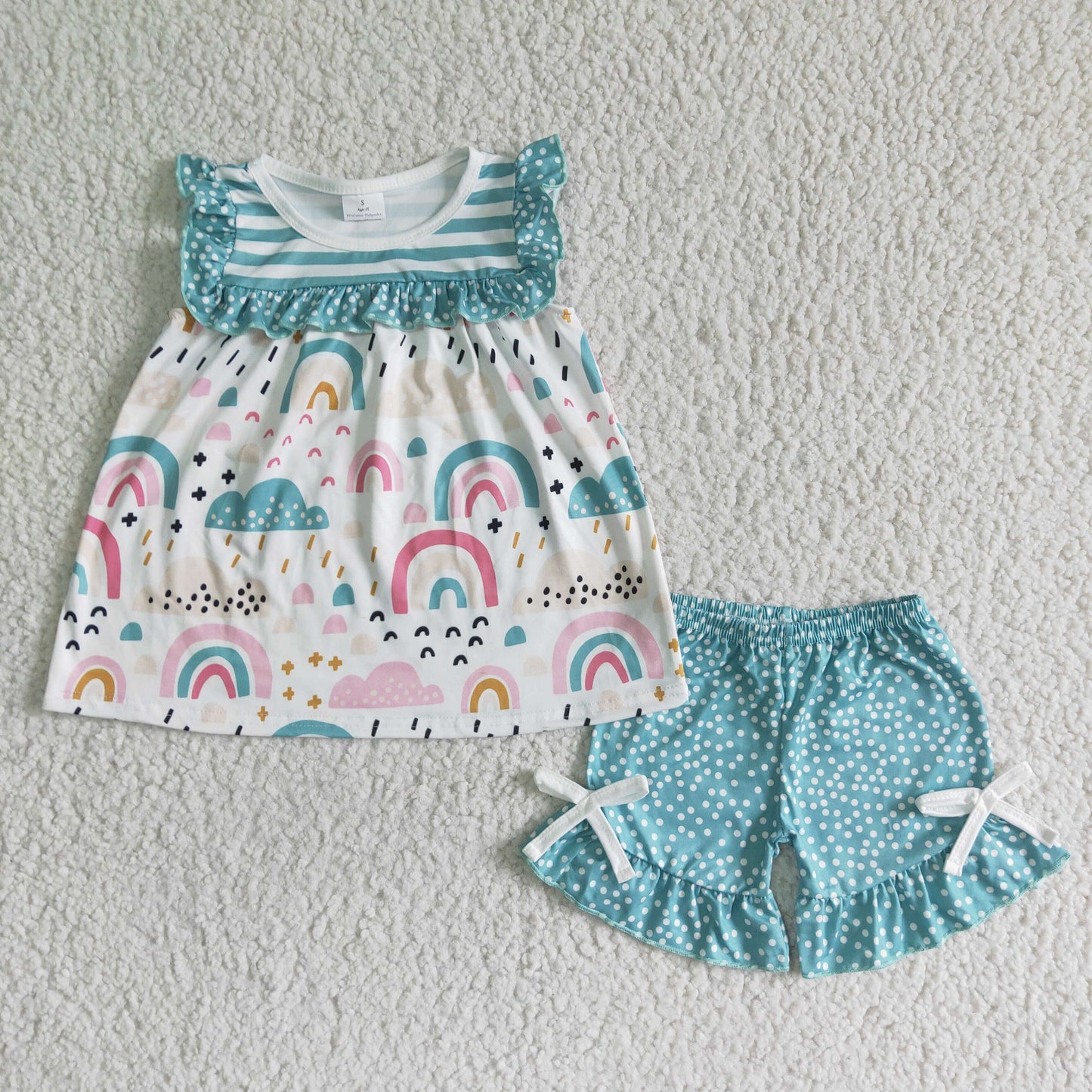 rainbow teal summer girls outfits