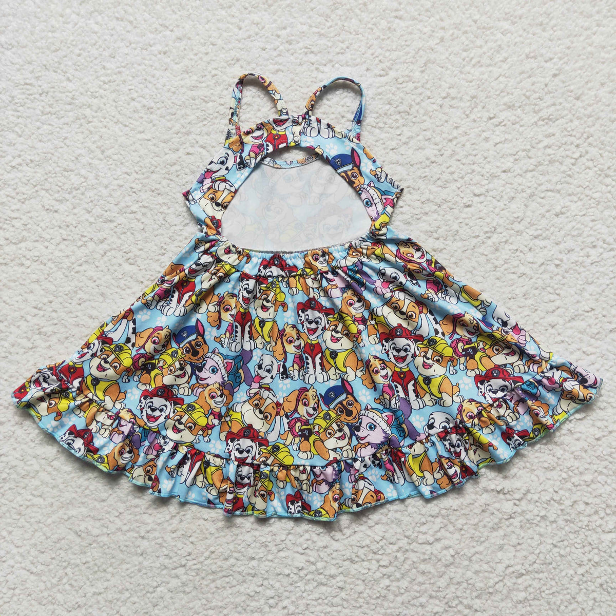 GSD0291 Cute Clothes Girls Print Sleeveless Ruffle Twirl Dress