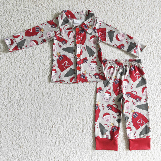 BLP0143 boys christmas outfits cow print pajamas long sleeve long pants