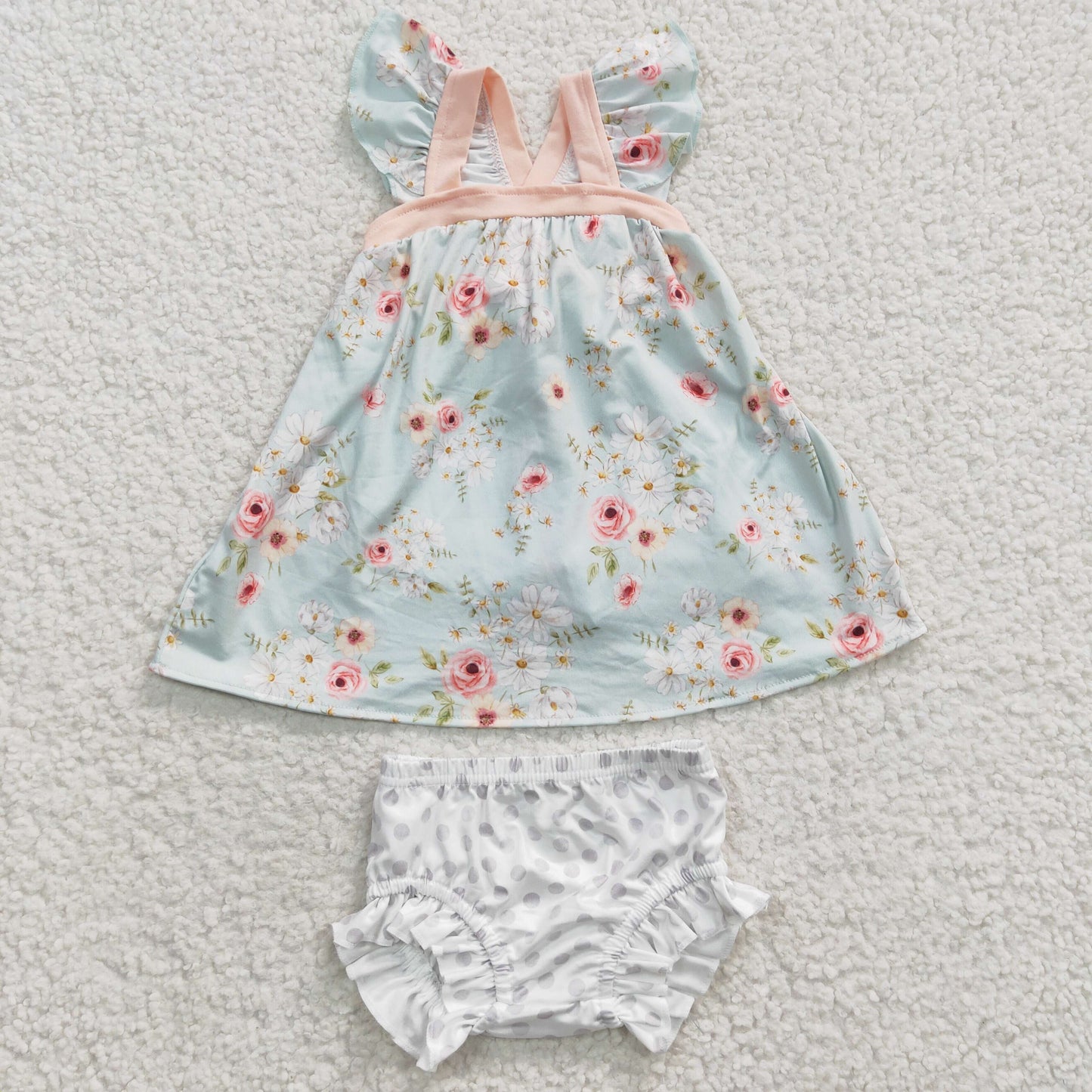 GBO0115 Pink Flower Green Flying Sleeve Brief Set