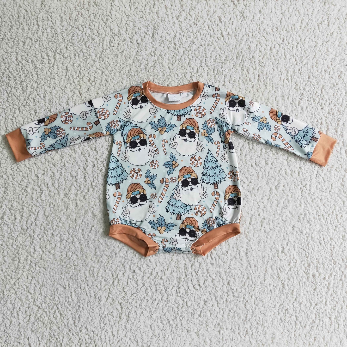 LR0179 baby christmas clothing Santa Claus print long sleeve bodysuit milk  silk baby romper